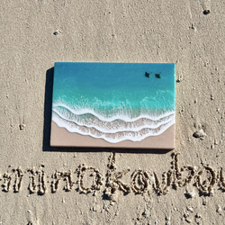 オーダー品　海アートA2パネル 什器　ディスプレイ　フィジー　タヒチ　マンタ　沖縄　水面　浜辺　珊瑚砂　 3枚目の画像