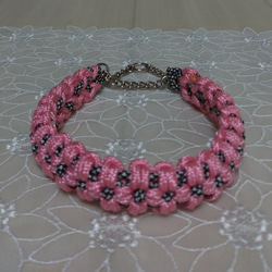 パラコード 首輪 ハーフチョーク(チェーンタイプ) 2色花モチーフの