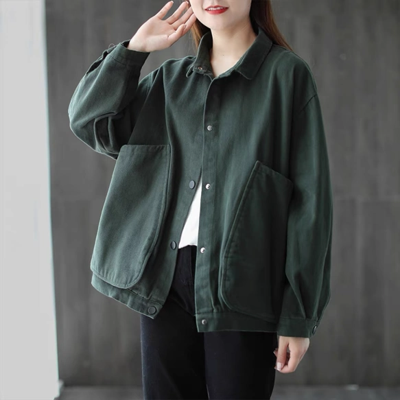 ジャケット*ファッション*春コーデ*秋コーデ*コットンジャケット