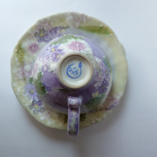 工房ゆずりは カップ＆ソーサー 紫を主体にした華やかで落ち着いた上品
