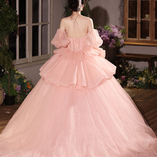 豪華 ピンク ウェディングドレス プリンセス パーティー 演奏会 二次会