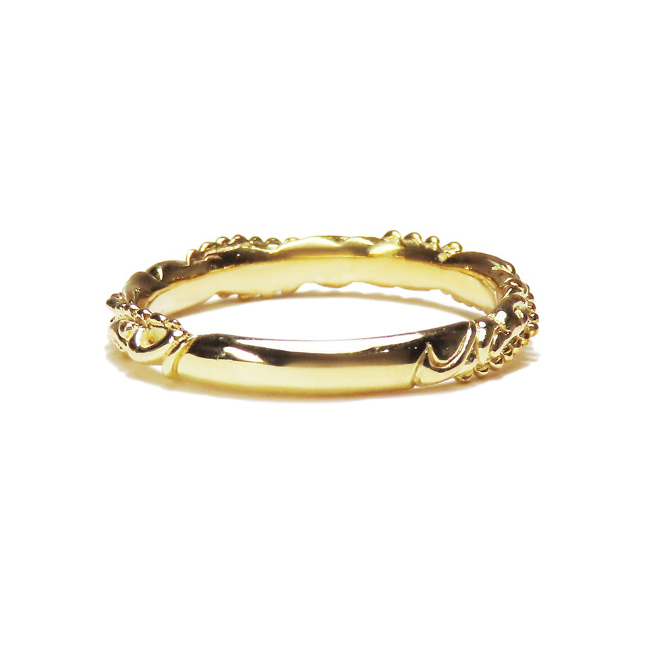 K18 イエローゴールド唐草リング 【刻印無料】 結婚指輪 マリッジリング 結婚 結婚式 マリッジ ペア リング 指輪