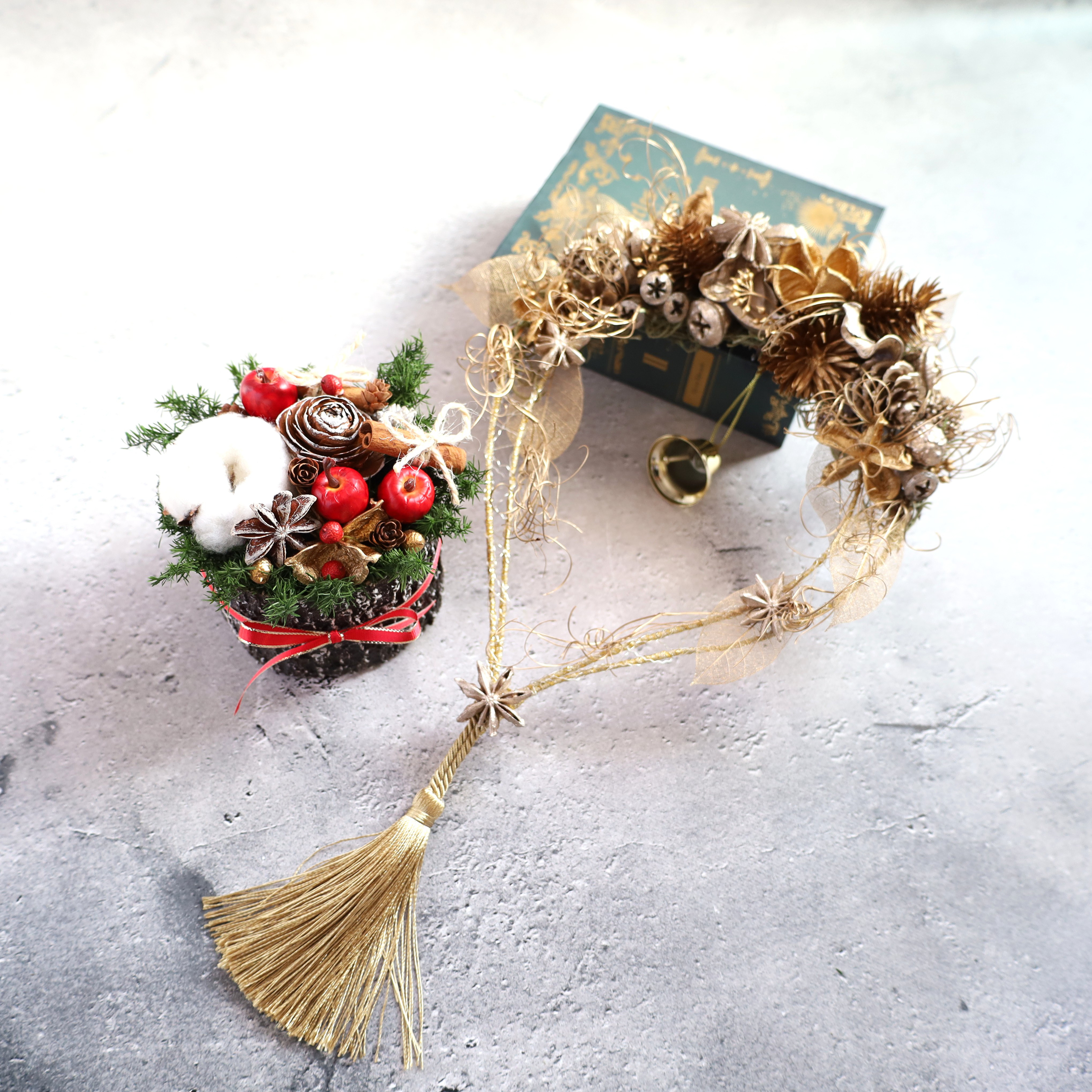 Creema限定　Xmasリース＆アレンジセット　クリスマス　クリスマスリース　クリスマスアレンジ