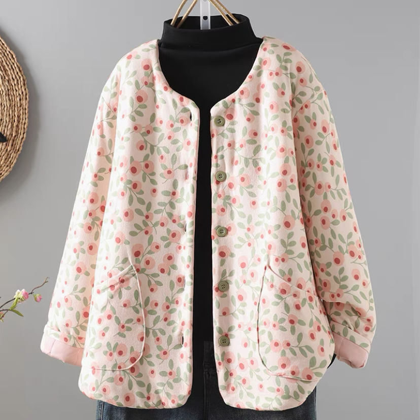 冬コーデ*コート*ファッション*コットンコート*花柄