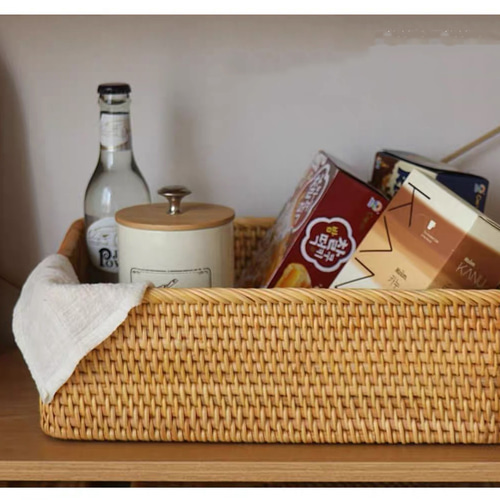 自然素材手作り ラタン収納バスケット｜3サイズ展開｜食品・衣類
