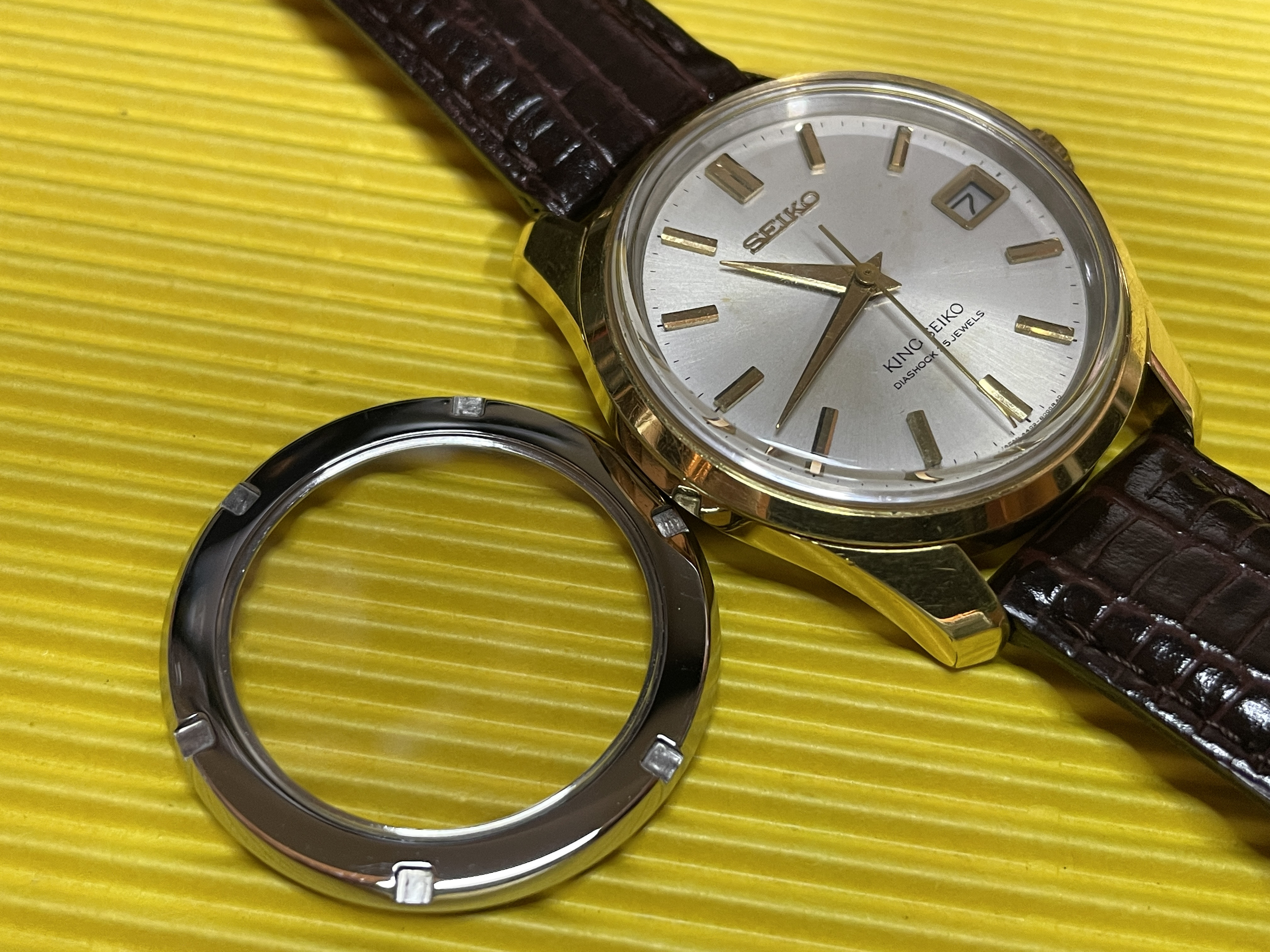 キングセイコー 44KS 4402-8000用 シースルーバック 角溝タイプ サファイヤガラス仕様 スケルトン 裏スケ