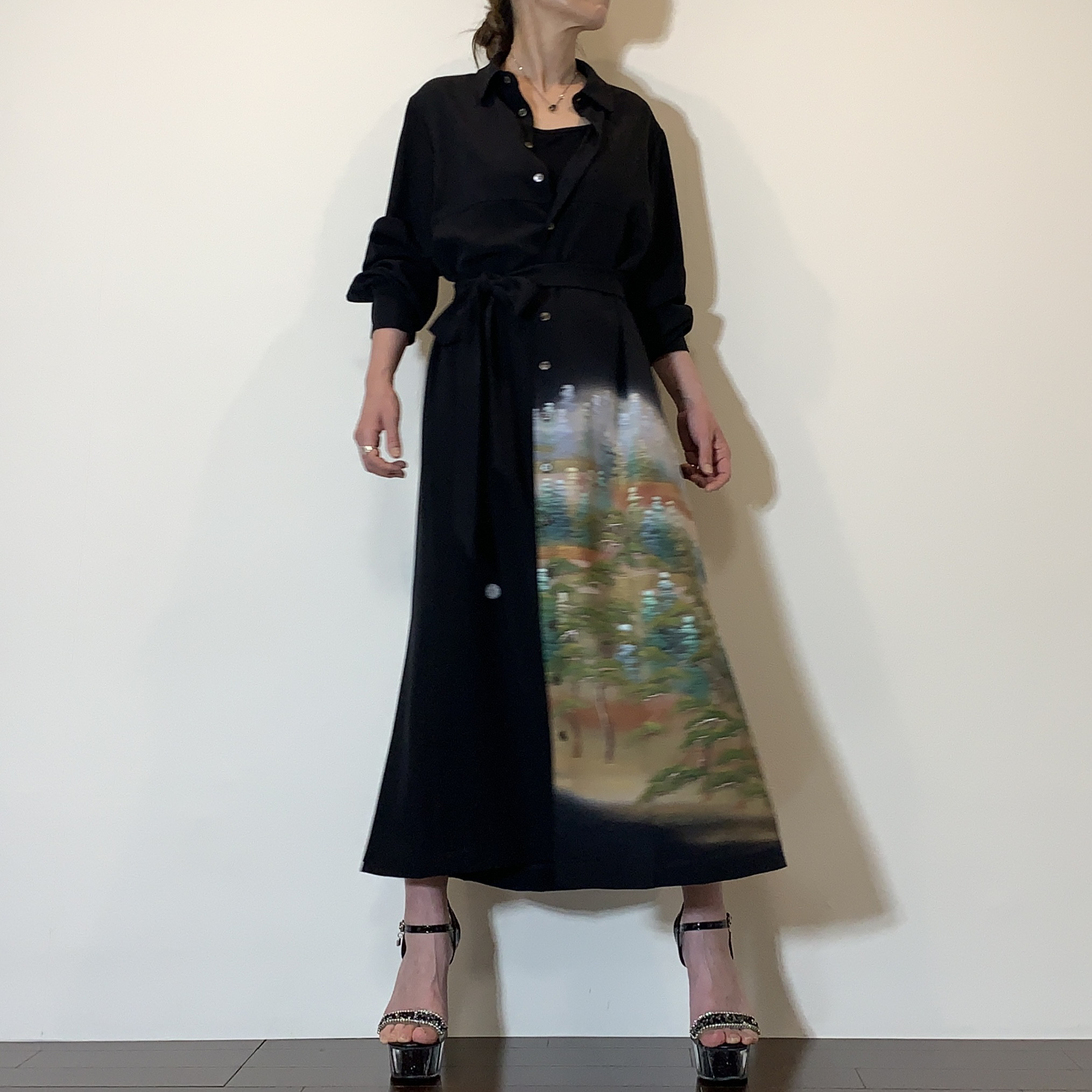 着物リメイク　留袖　シャツワンピース