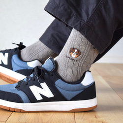 選べる犬74種！メンズ刺繍ソックス【グレー】靴下 男性 記念日 誕生日 うちの子 クリスマス 12枚目の画像