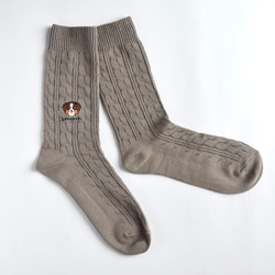 選べる犬74種！メンズ刺繍ソックス【グレー】靴下 男性 記念日 誕生日 うちの子 クリスマス 2枚目の画像