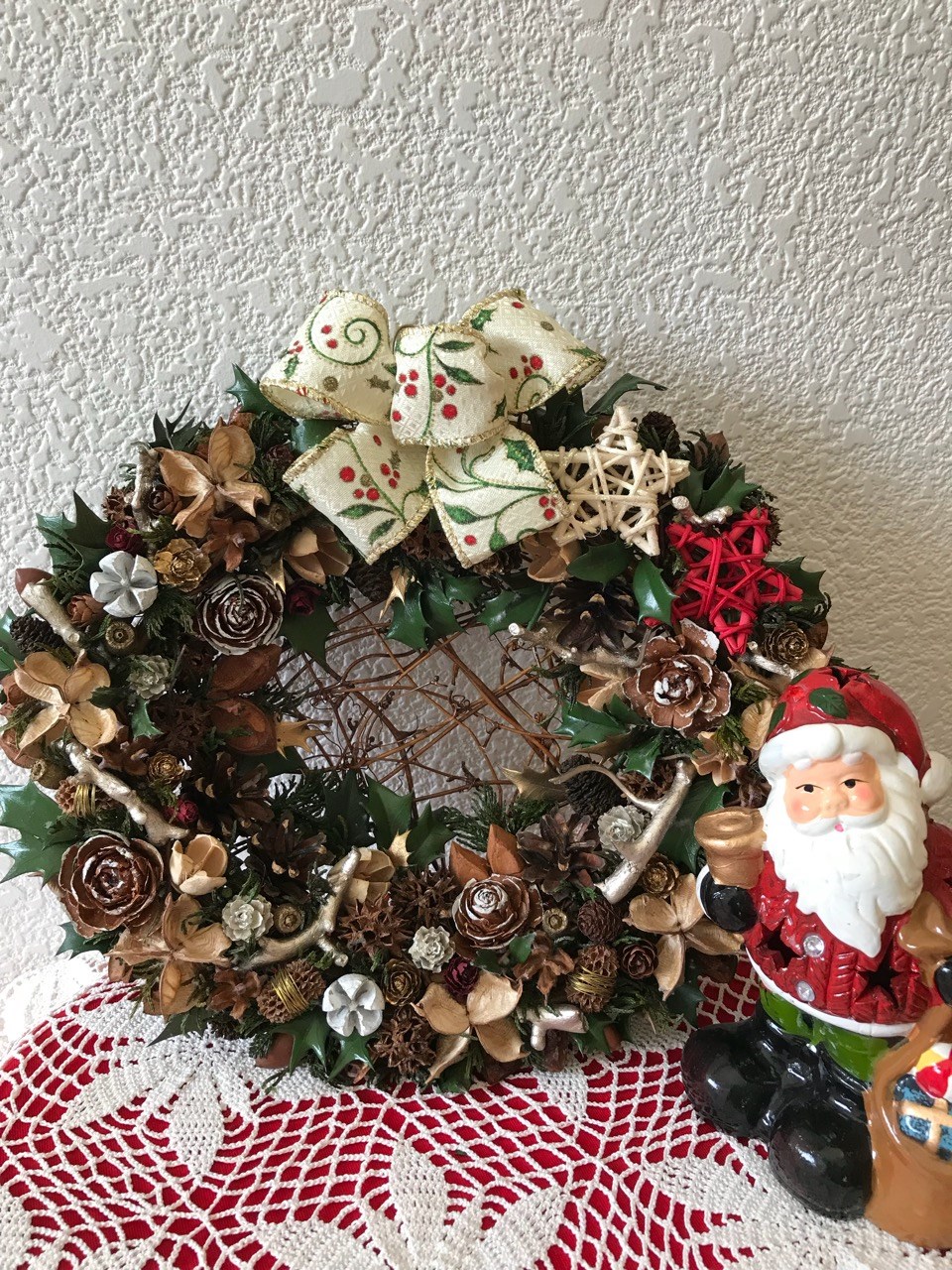 《X’mas》北欧の森の豪華なナチュラルオーバルリース最大32cm（早割＊1点限定＊値下げしました）