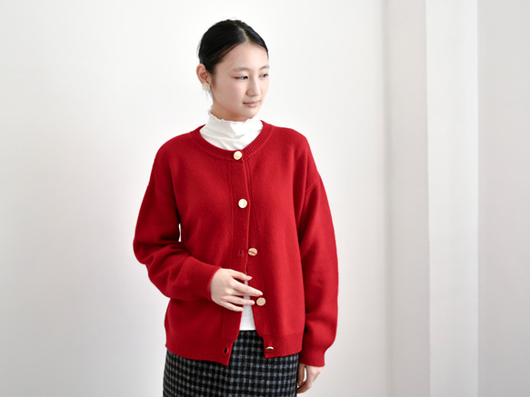 【カシミヤ★3カラー展開】カーディガン│鏡ボタン│厚手│カジュアル│通勤・通学│C-77 8枚目の画像