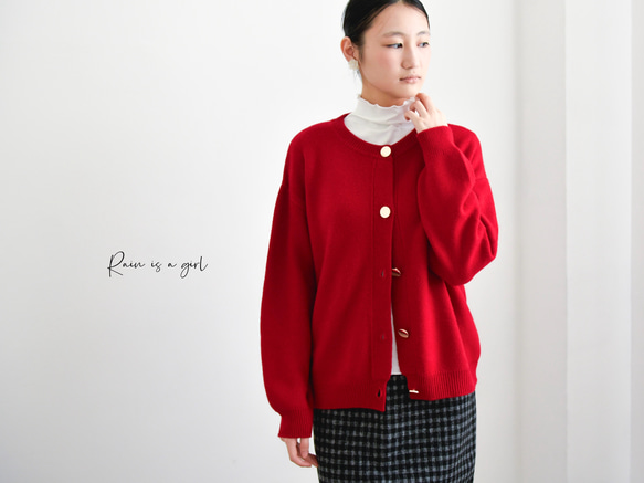 【カシミヤ★3カラー展開】カーディガン│鏡ボタン│厚手│カジュアル│通勤・通学│C-77 5枚目の画像