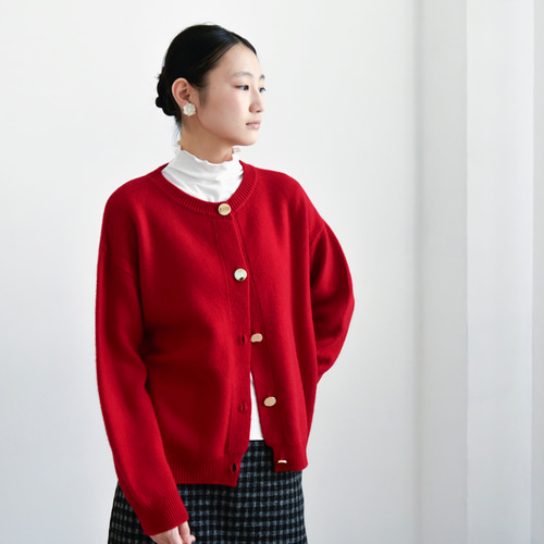 カシミヤ☆3カラー展開】カーディガン│鏡ボタン│厚手│カジュアル