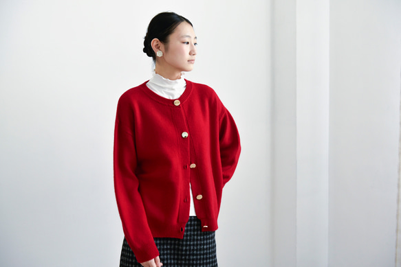 【カシミヤ★3カラー展開】カーディガン│鏡ボタン│厚手│カジュアル│通勤・通学│C-77 7枚目の画像