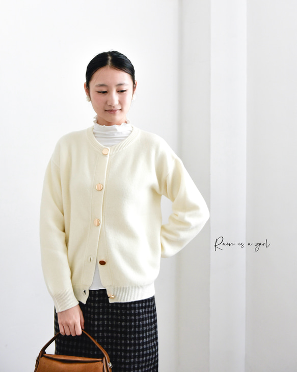【カシミヤ★3カラー展開】カーディガン│鏡ボタン│厚手│カジュアル│通勤・通学│C-77 3枚目の画像