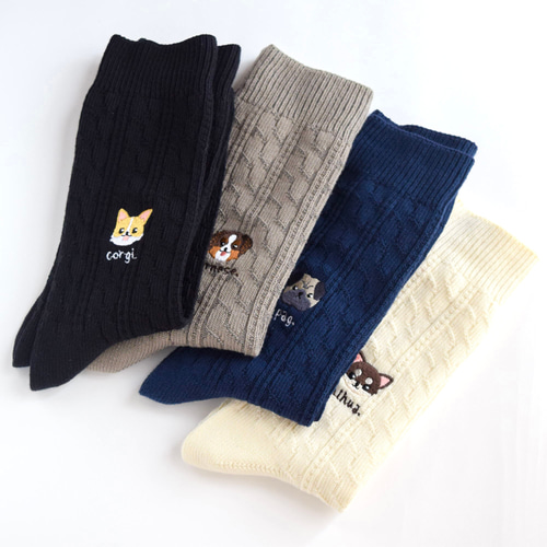 3足set】選べる犬74種！メンズ刺繍ソックス【選べる4色】靴下 男性
