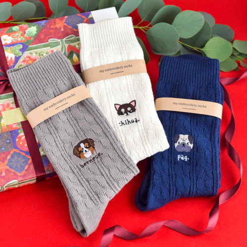 3足set】選べる犬74種！メンズ刺繍ソックス【選べる4色】靴下 男性