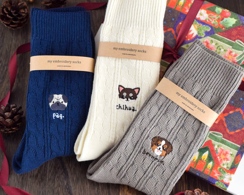 3足set】選べる犬74種！メンズ刺繍ソックス【選べる4色】靴下 男性