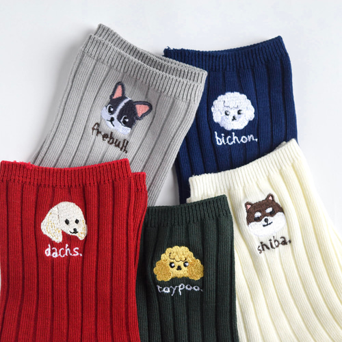 2足set】選べる犬74種！レディース刺繍ソックス【選べる4色】靴下 母の