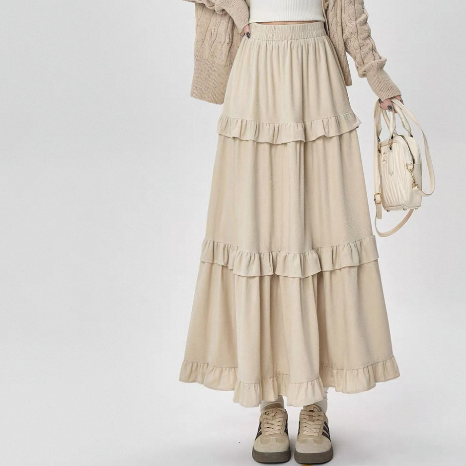 4色、大人カジュアルスカート、 ロングスカート、秋冬スカート、個性的スカート、厚手、防寒対策、裏地あり、受注制作