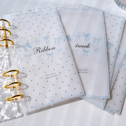 バインダー貯金 Saving リフィル A6サイズ 5枚 グレーリボン 可愛い