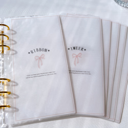 バインダー貯金 Saving リフィル A6サイズ 6枚 リボン シンプル 可愛い