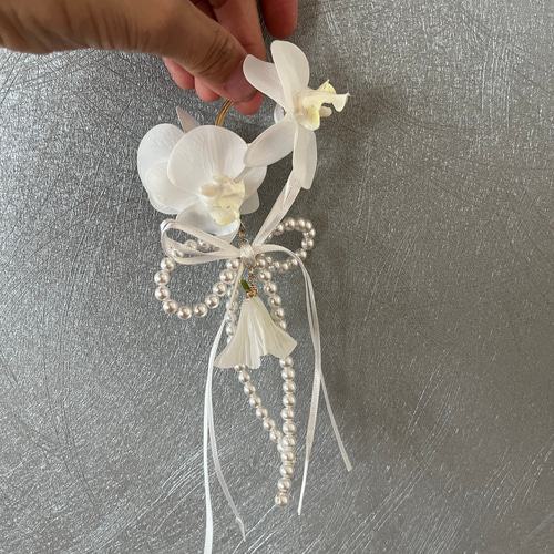 ブライダルアクセサリー》胡蝶蘭パールフラワーイヤーカフ/ブライダル