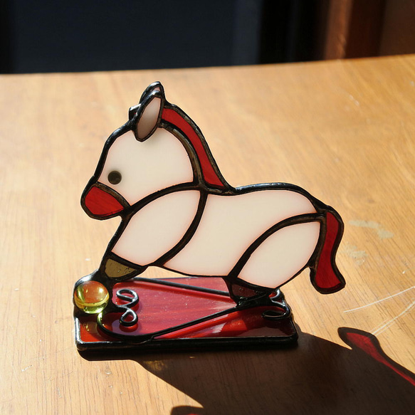 お正月2026 ステンドグラス干支 午「お馬のしろ♪」正月 新年 10枚目の画像