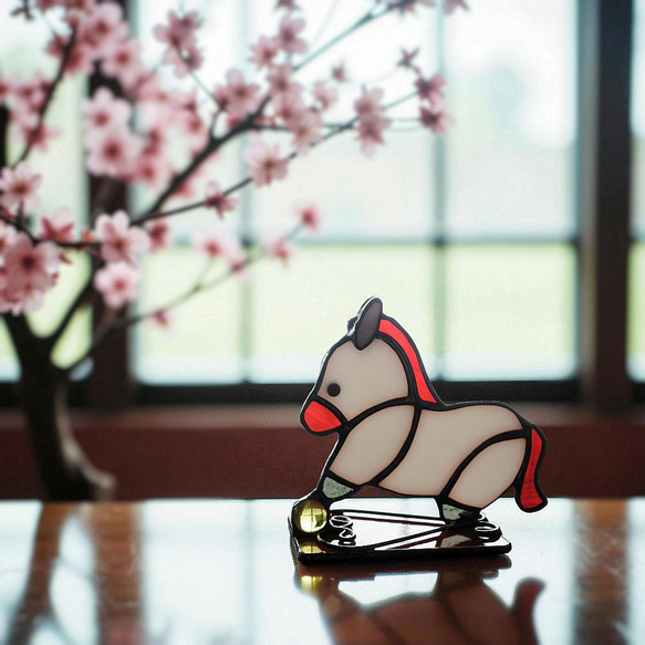 お正月2026 ステンドグラス干支 午「お馬のしろ♪」正月 新年 2枚目の画像