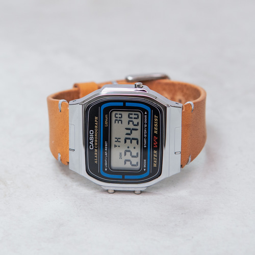 新作】CASIO A164専用 イタリアンレザー ナチュラル レザー 革ベルト