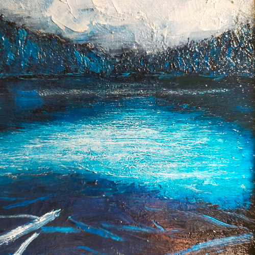 油絵F4号 静寂の青 絵画 黄土6号 通販 20020967｜Creema(クリーマ)