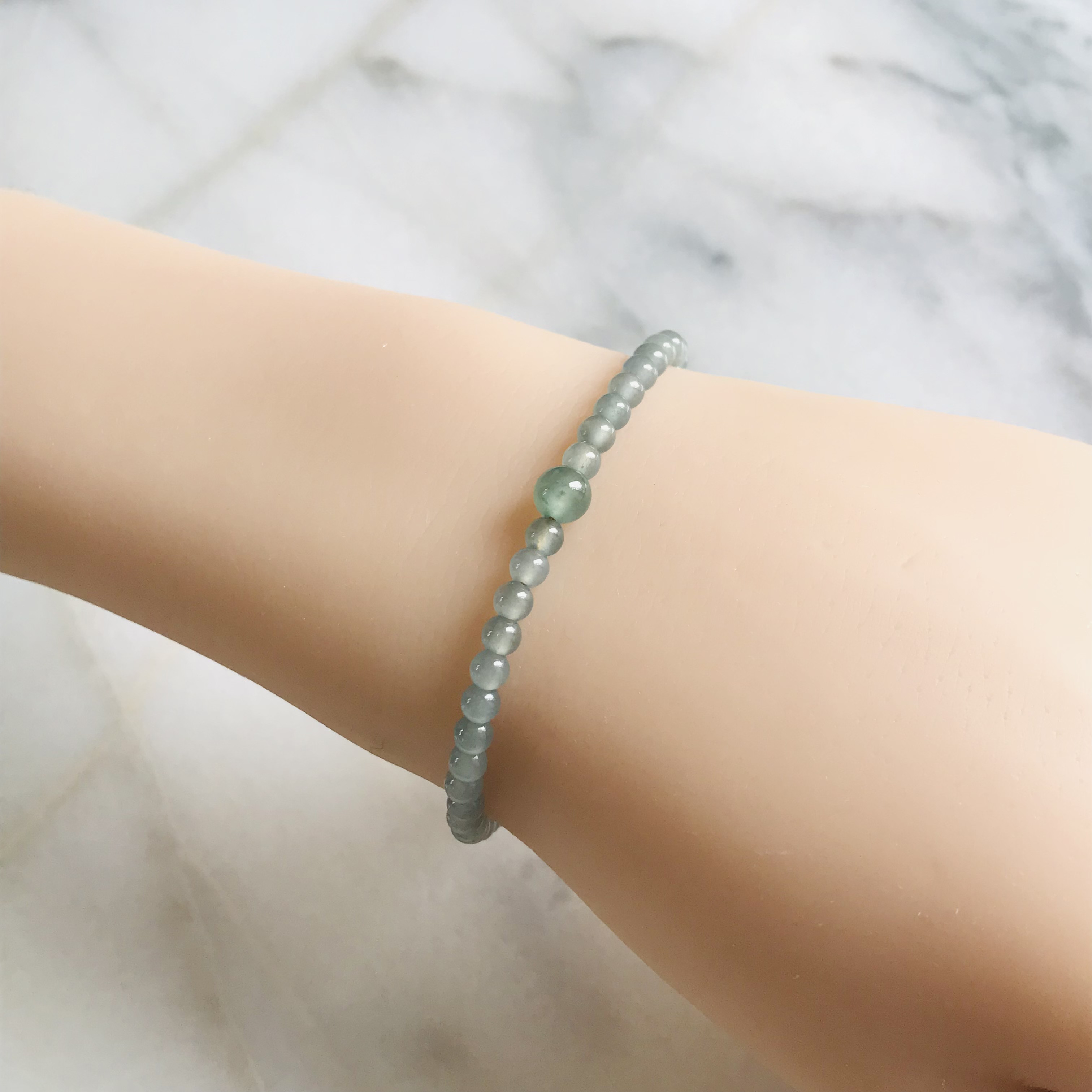 [B440-001］ ジェイド　JADE ヒスイ　本翡翠　ブレスレット　天然石　グアテマラ産
