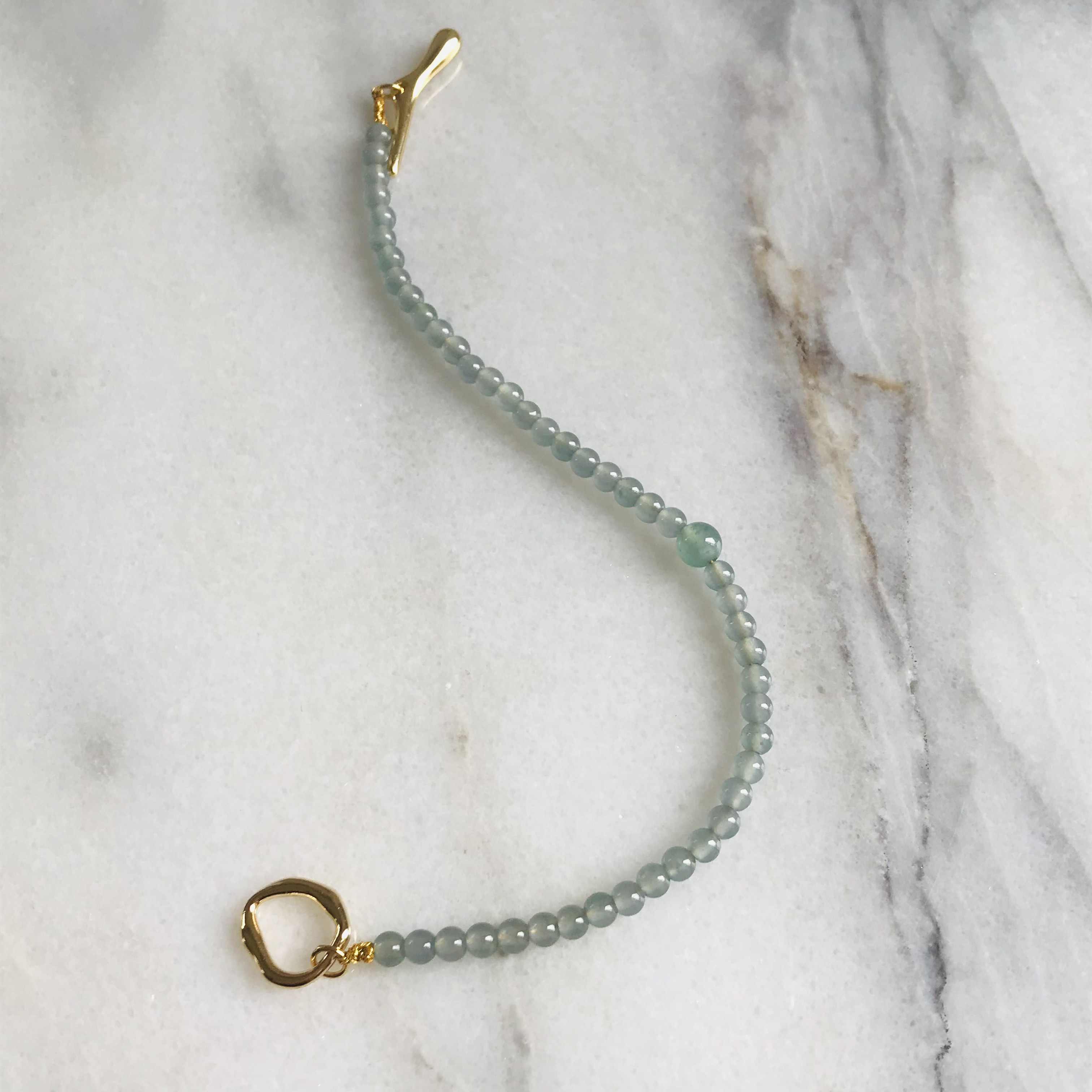 [B440-001］ ジェイド　JADE ヒスイ　本翡翠　ブレスレット　天然石　グアテマラ産