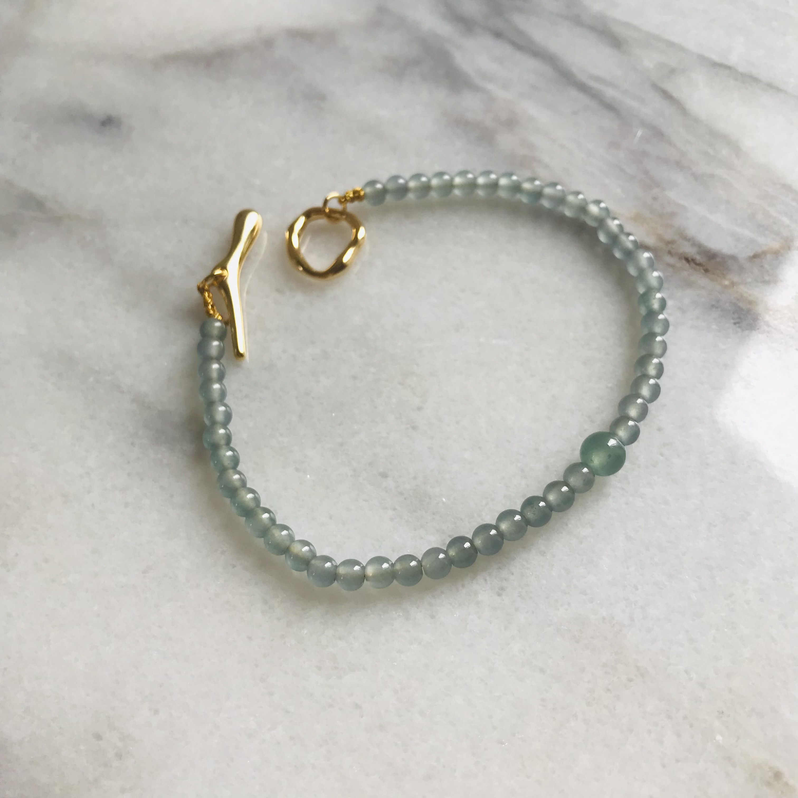 [B440-001］ ジェイド　JADE ヒスイ　本翡翠　ブレスレット　天然石　グアテマラ産