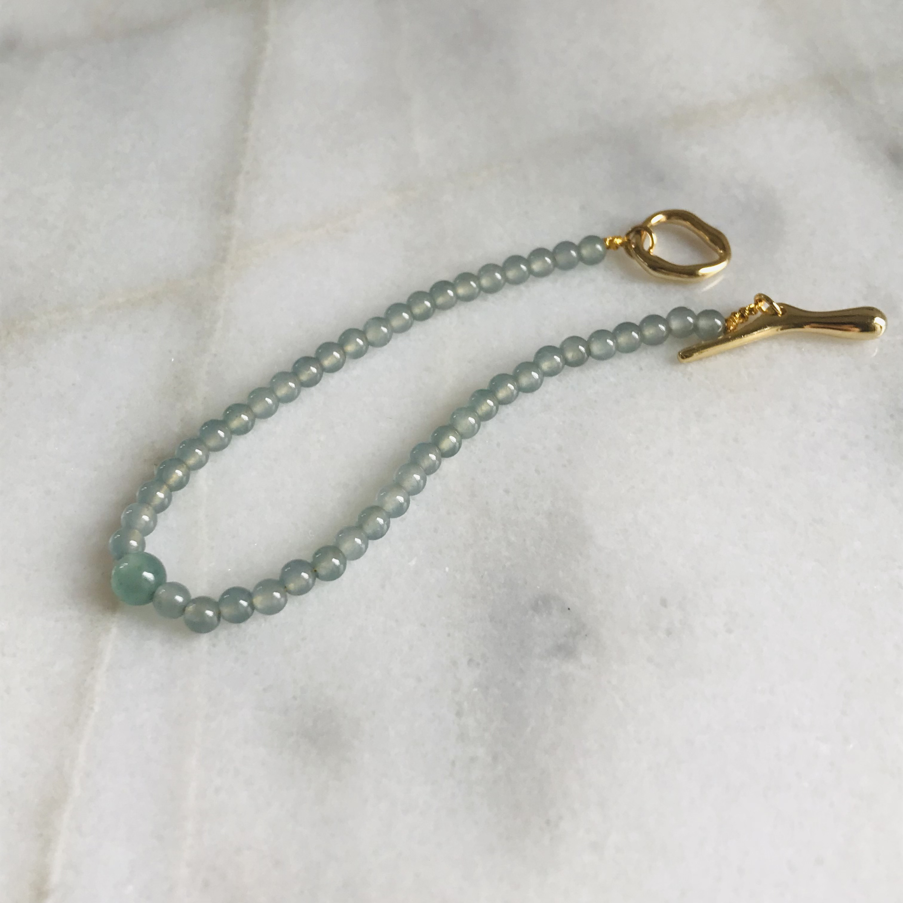 [B440-001］ ジェイド　JADE ヒスイ　本翡翠　ブレスレット　天然石　グアテマラ産