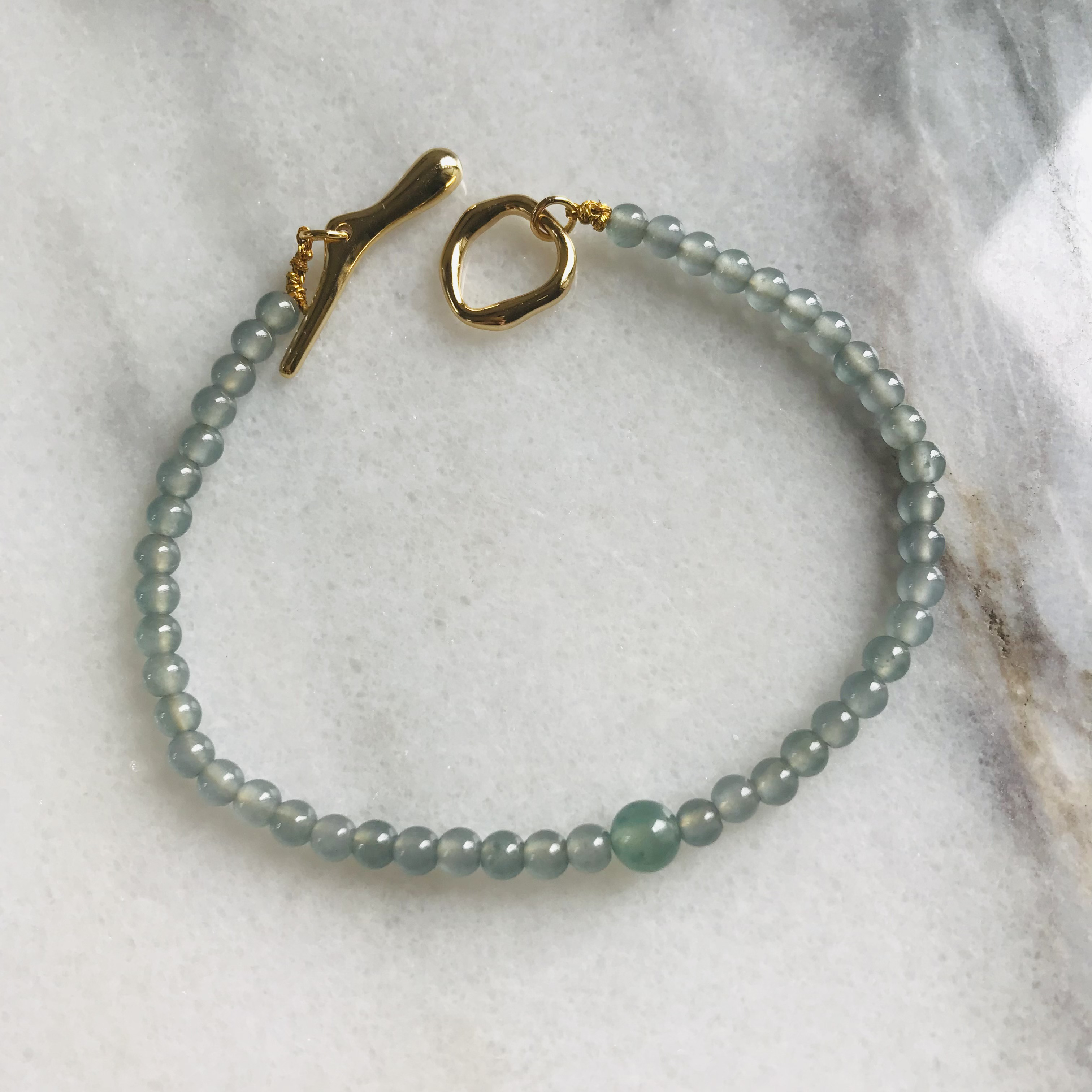 [B440-001］ ジェイド　JADE ヒスイ　本翡翠　ブレスレット　天然石　グアテマラ産