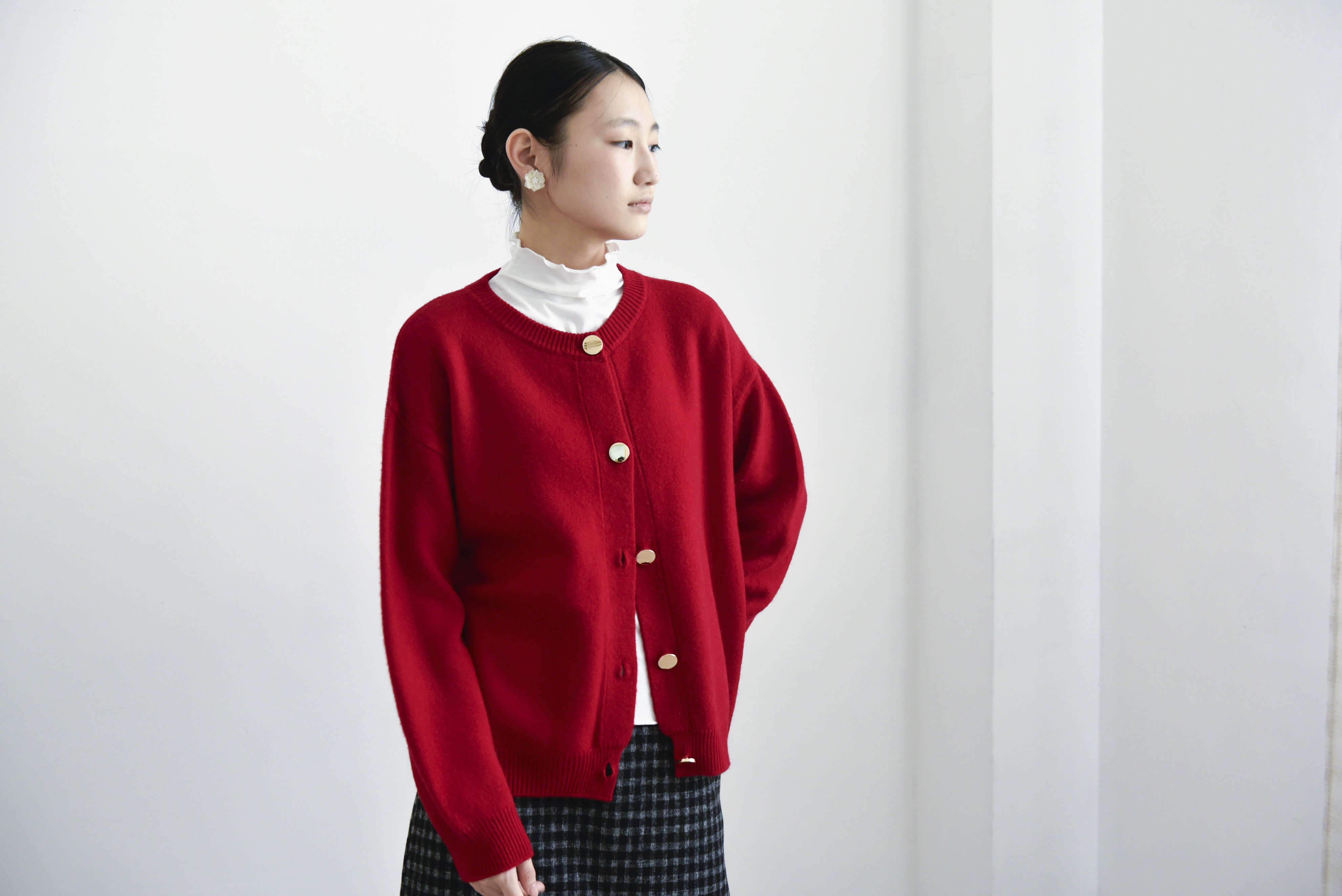 【カシミヤ★3カラー展開】カーディガン│鏡ボタン│厚手│カジュアル│通勤・通学│C-77