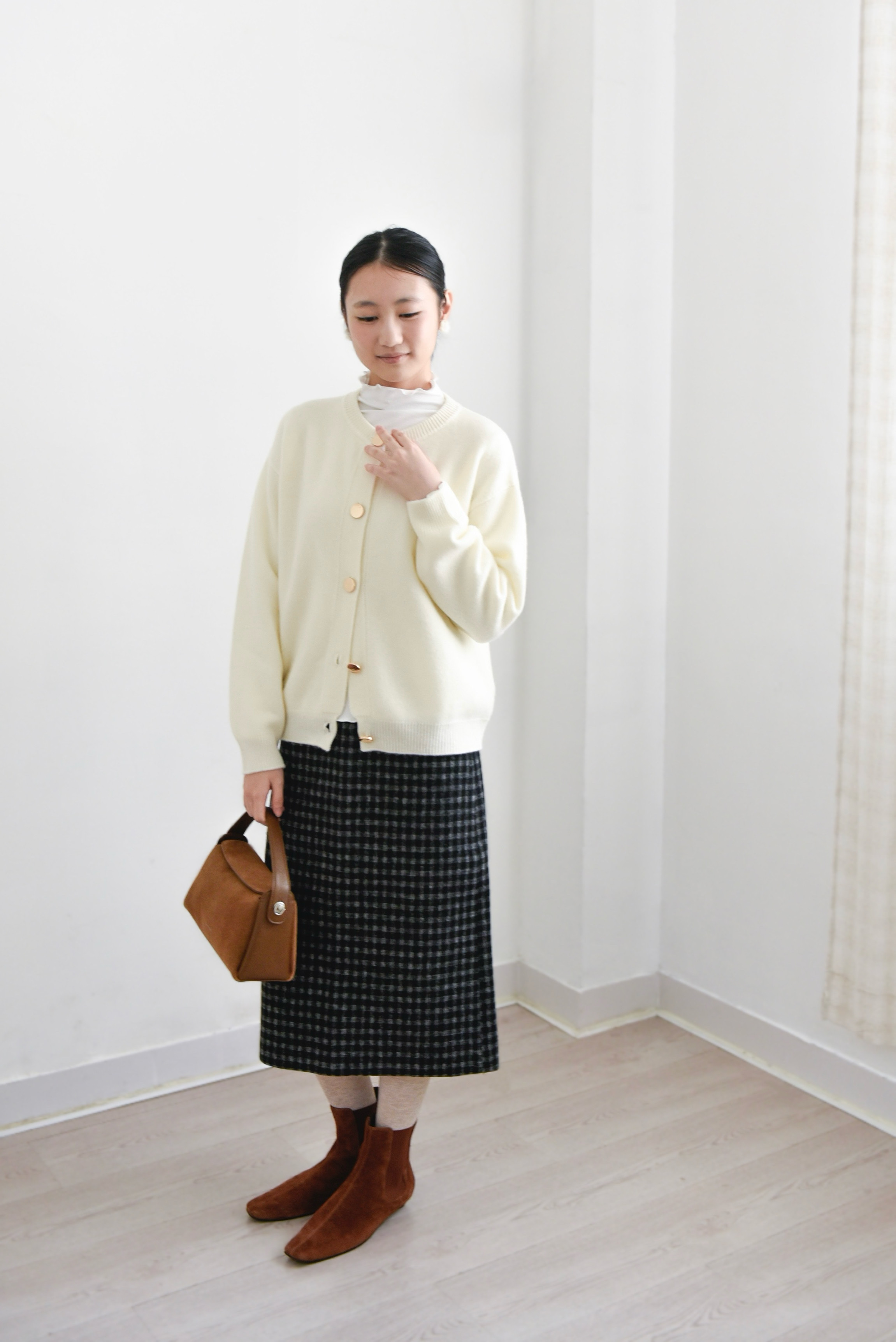 【カシミヤ★3カラー展開】カーディガン│鏡ボタン│厚手│カジュアル│通勤・通学│C-77