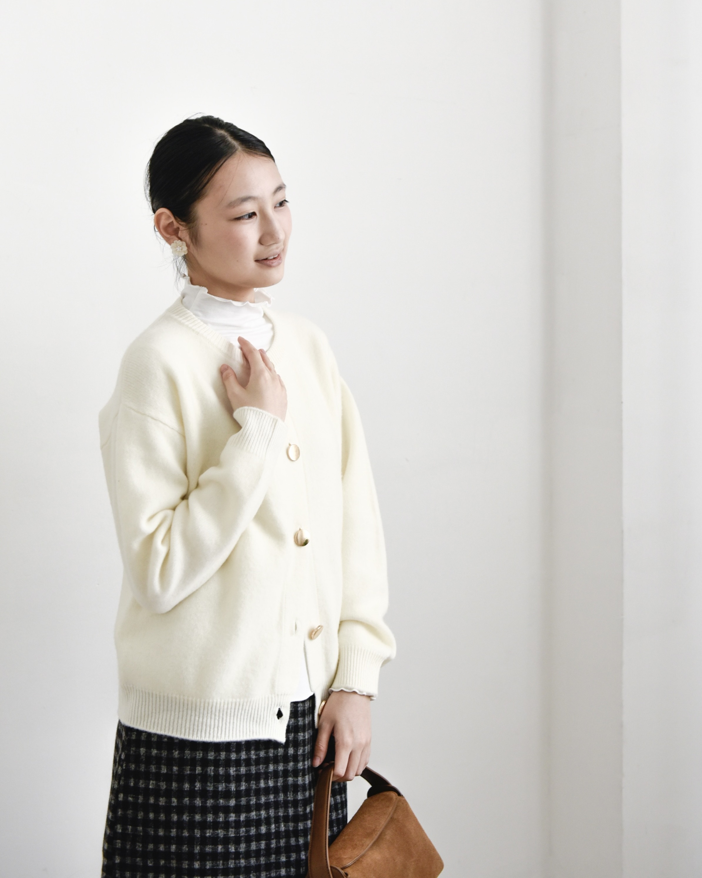 【カシミヤ★3カラー展開】カーディガン│鏡ボタン│厚手│カジュアル│通勤・通学│C-77