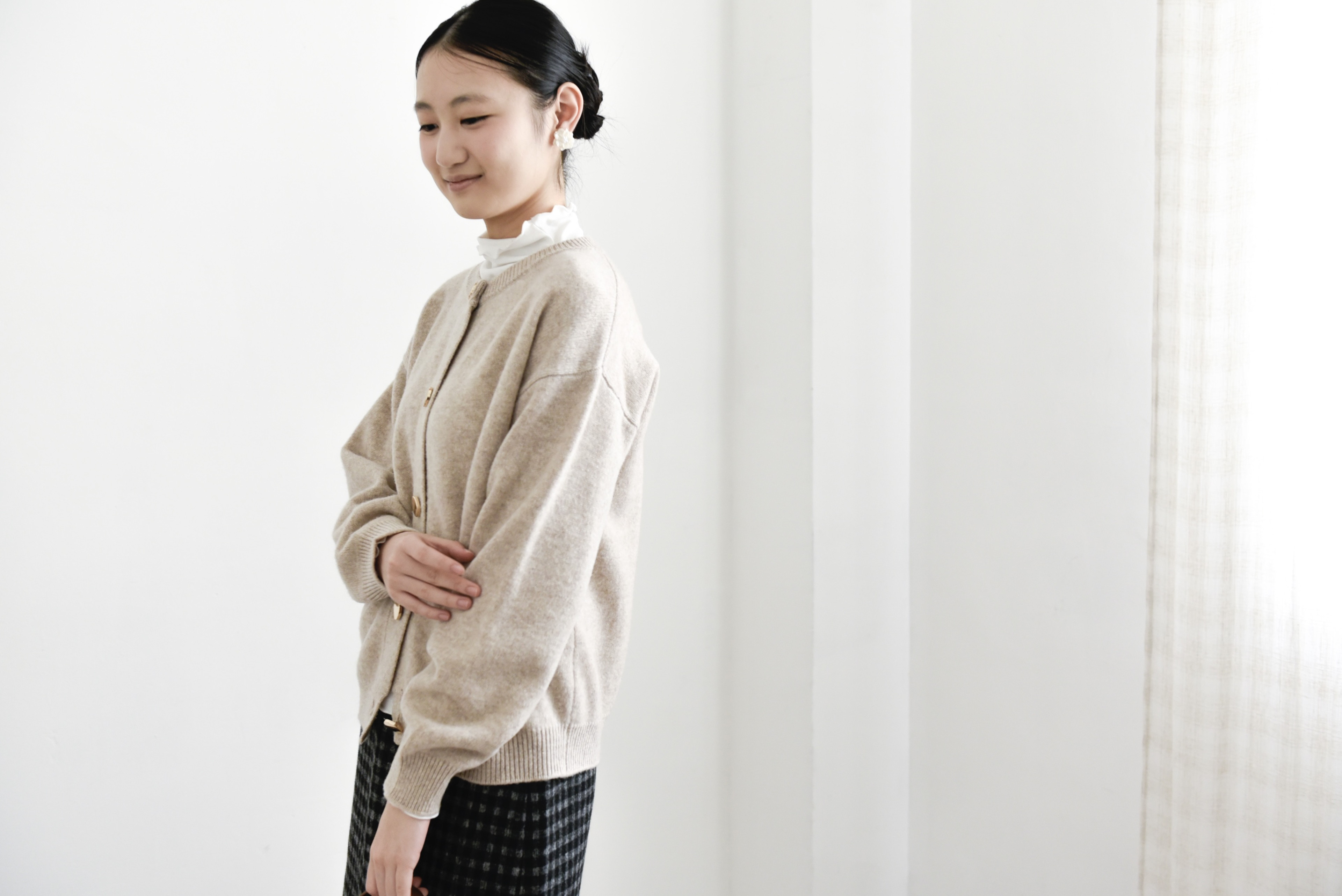 【カシミヤ★3カラー展開】カーディガン│鏡ボタン│厚手│カジュアル│通勤・通学│C-77