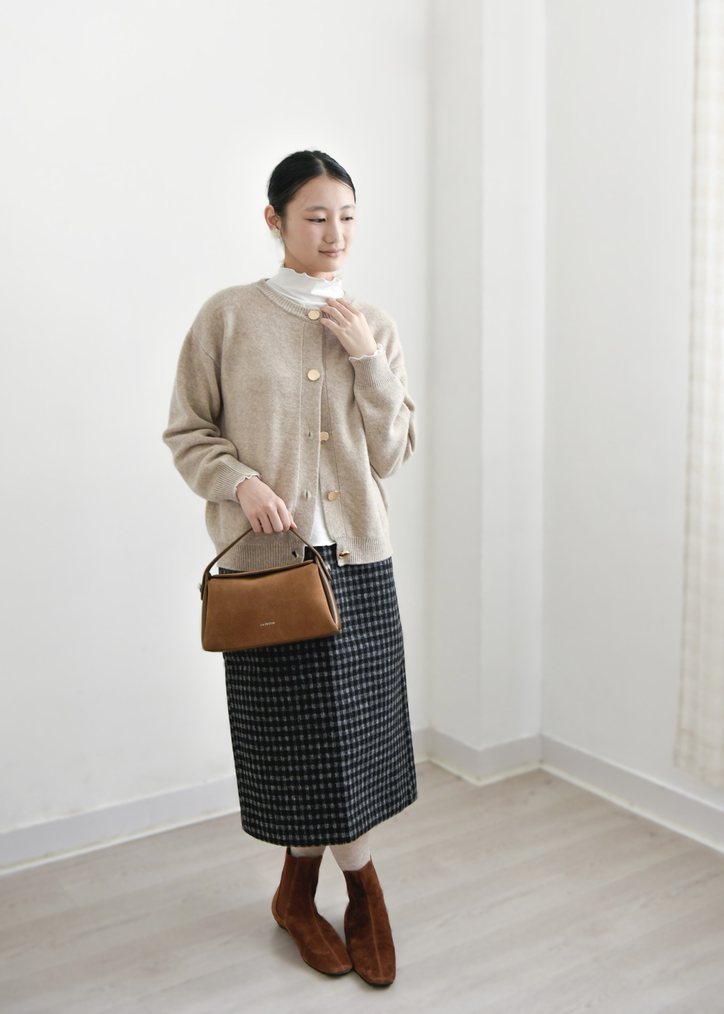 【カシミヤ★3カラー展開】カーディガン│鏡ボタン│厚手│カジュアル│通勤・通学│C-77