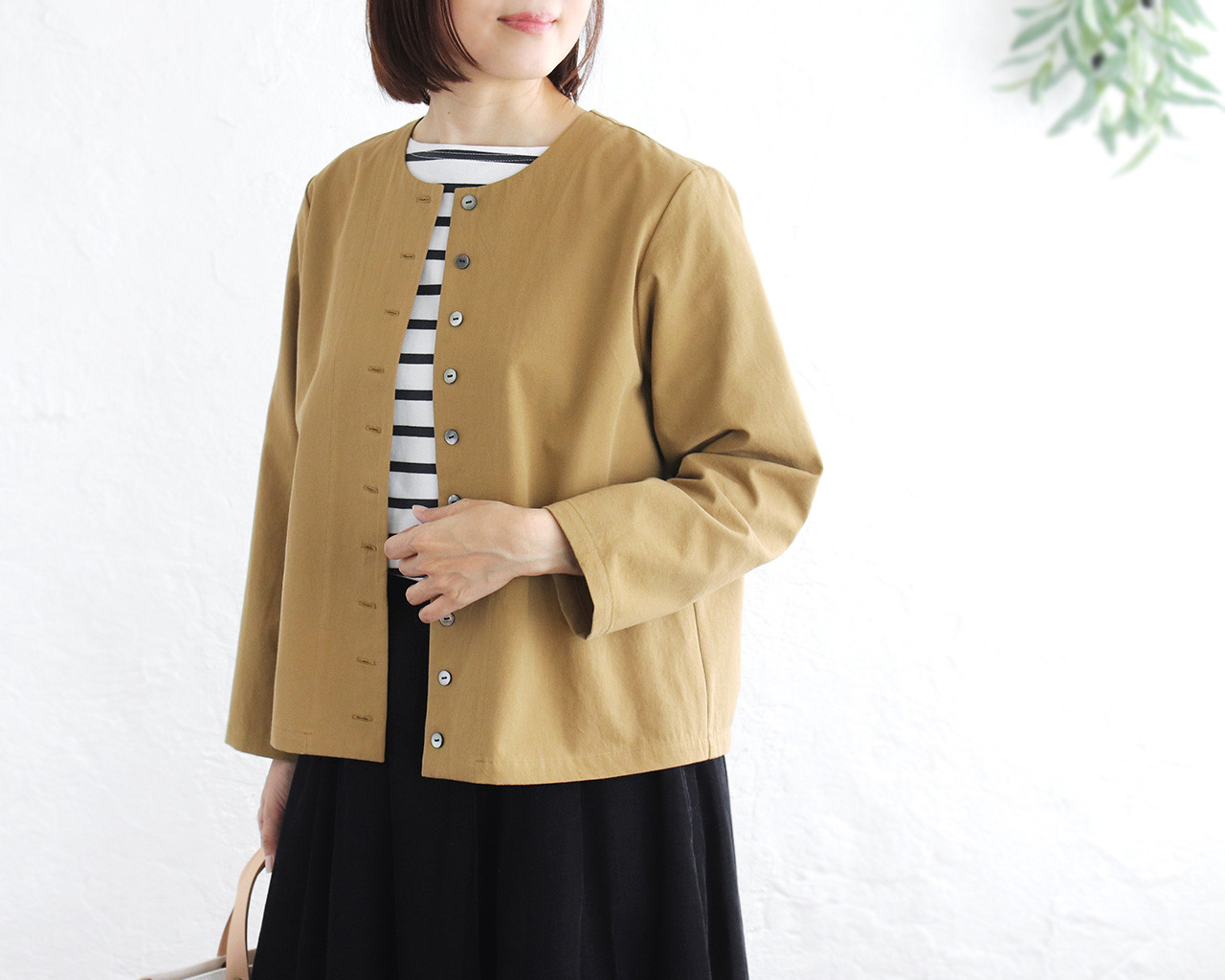 春から初夏まで ✦ 東炊きコットンのはおり（キャメル）CO13　選べるボタン