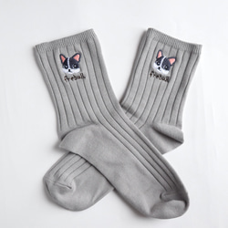 選べる犬74種！レディース刺繍ソックス【グレー】靴下 記念日 誕生日 うちの子 クリスマス 15枚目の画像