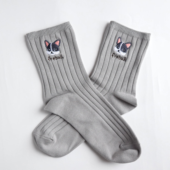 選べる犬74種！レディース刺繍ソックス【グレー】靴下 記念日 誕生日 うちの子 クリスマス 15枚目の画像