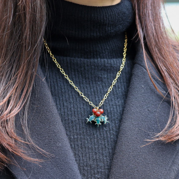 冬の贈りもの 柊のピアス／イヤリング＆ネックレス　冬限定ホリデーセット　クリスマスコフレ 6枚目の画像