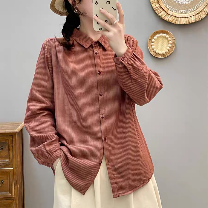 ブラウス*ファッション*コットン*長袖*春コーデ*秋コーデ