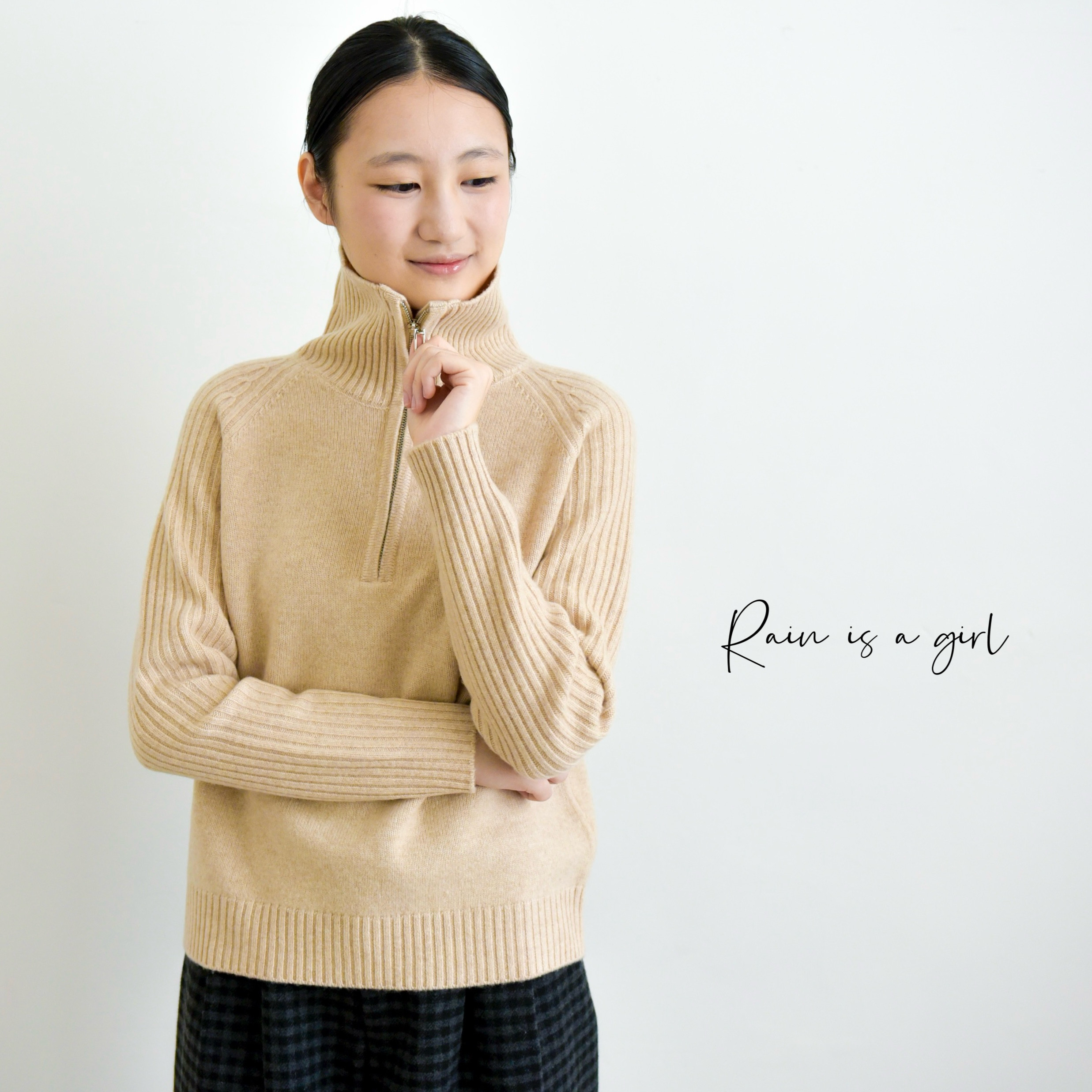 【カシミヤ100％★ハイネックセーター★チャック】薄手│カジュアル│通勤・通学│ゆったり│秋冬の万能アイテム│T-233