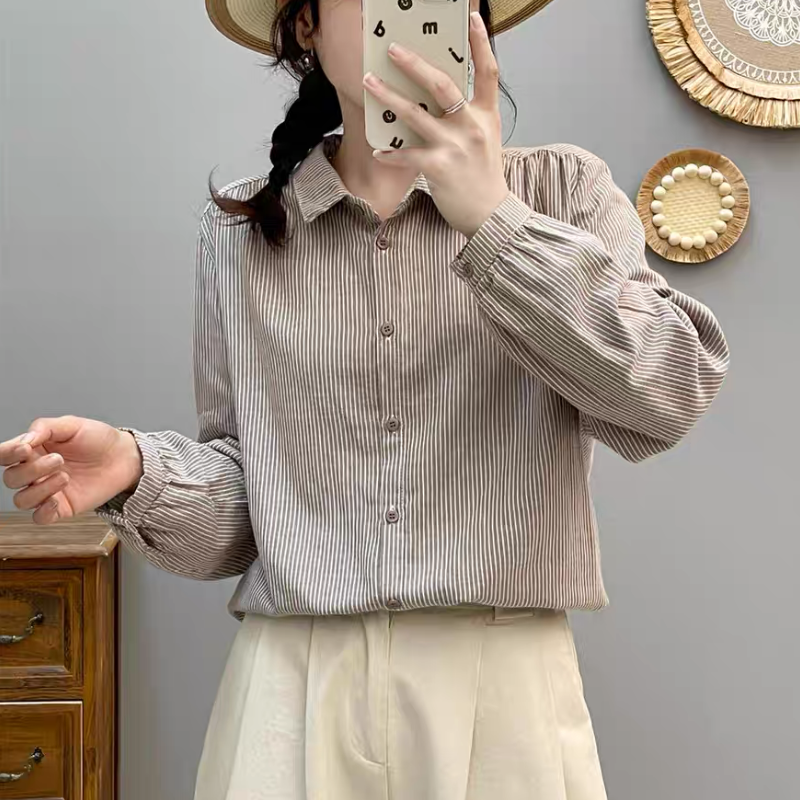 ブラウス*ファッション*コットン*長袖*春コーデ*秋コーデ