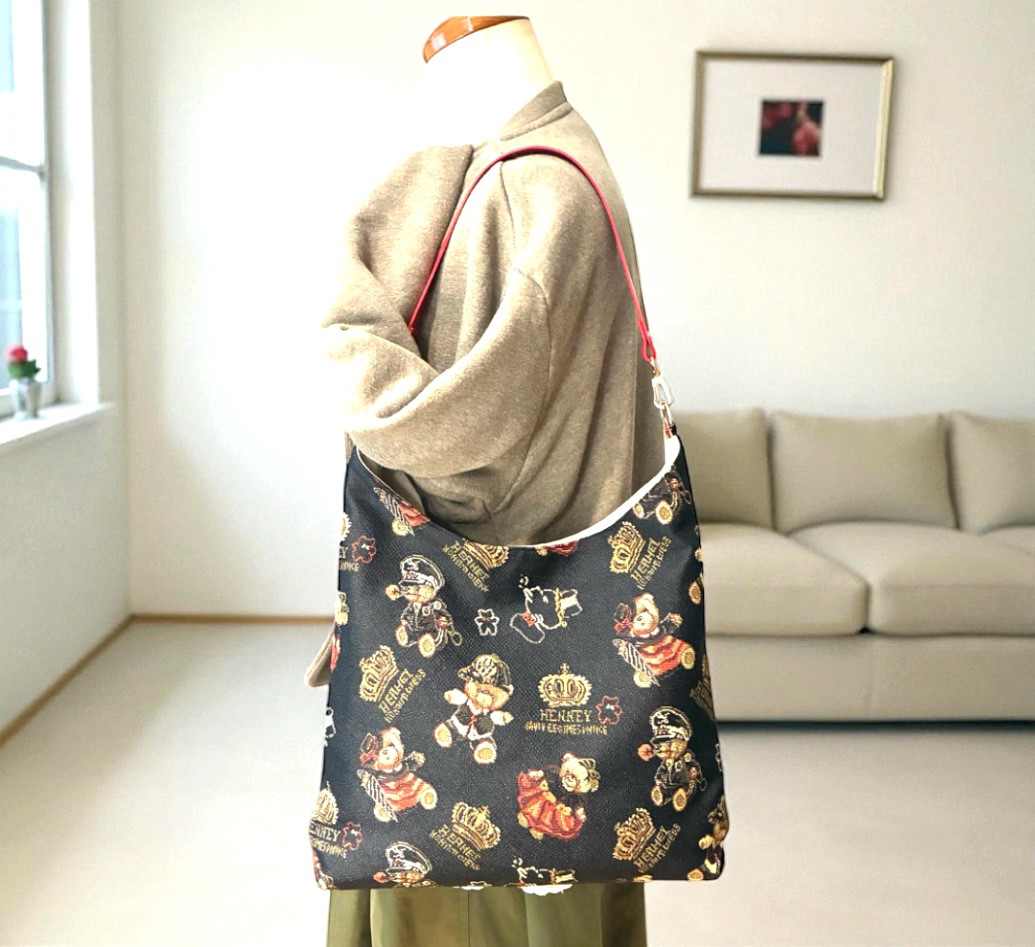 チャーミングベア ワンハンドル 革持ち手トートバッグ 2way Ｍサイズ受注制作《creem限定》