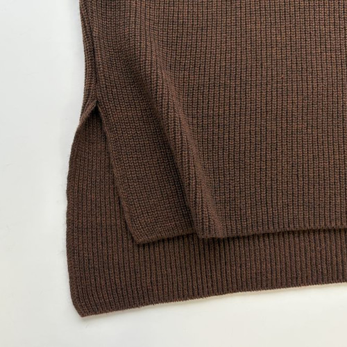 ☆新色☆ 重ね着コーデ 片畦オーバーサイズ ニットベスト 【ダーク